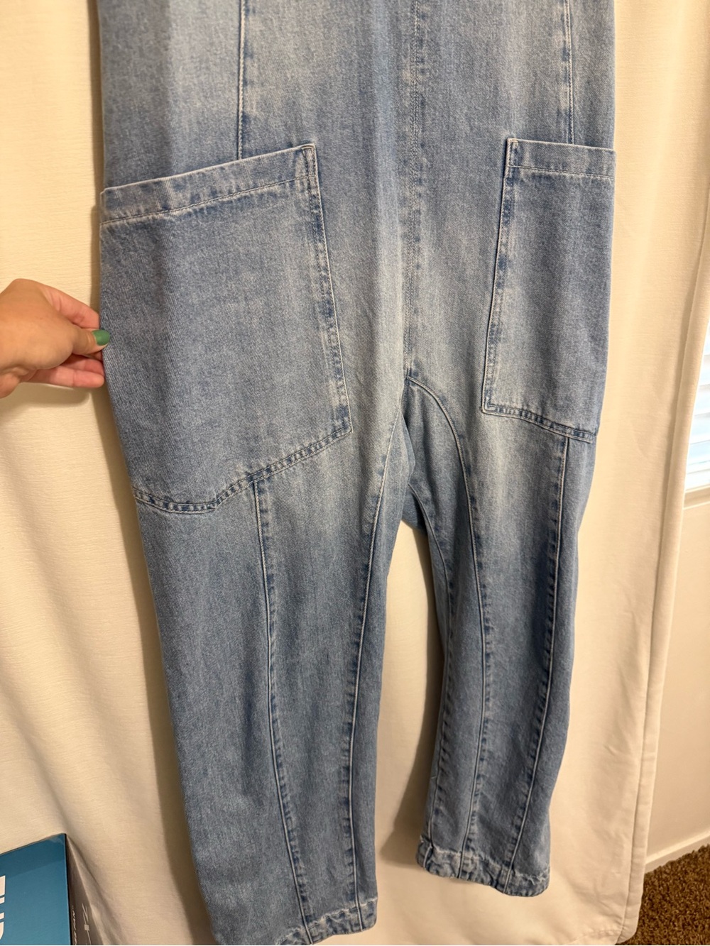 Free People We The Free light blue denim overalls - Picture 2 of 4